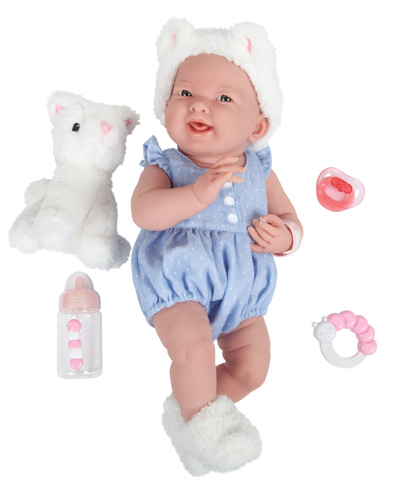 Shop Jc Toys La Newborn 15" Real Girl Baby Doll With Pet Cat Set, 10 Pieces In Blue