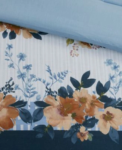 Shop Madison Park Closeout  Jules 5 Pc. Cotton Floral Comforter Set In Teal