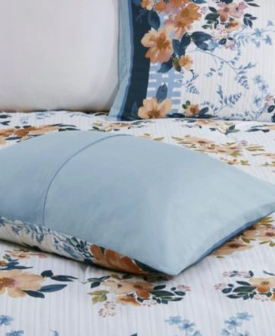 Shop Madison Park Closeout  Jules 5 Pc. Cotton Floral Comforter Set In Teal