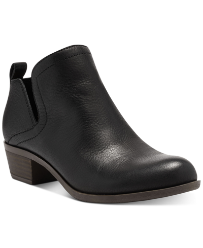 Shop Lucky Brand Women's Bollo Chop Out Booties In Black Leather