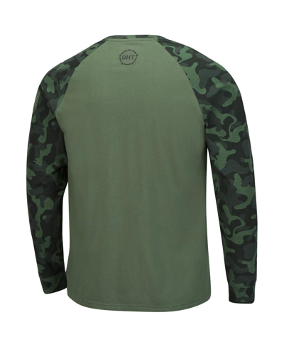Shop Colosseum Men's  Olive, Camo Iowa State Cyclones Oht Military-inspired Appreciation Raglan Long Sleev In Olive,camo
