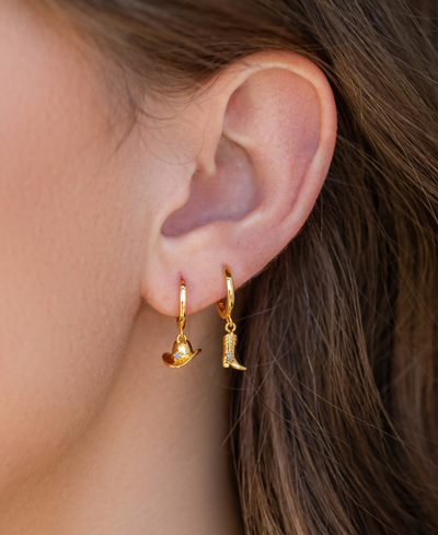 Girls Crew 18k Gold-plated Crystal Hat & Boot Mismatch Charm Hoop Earrings In Gold