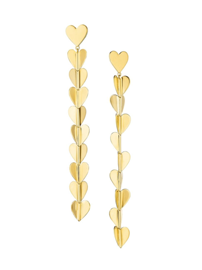 Shop Cadar Women's Endless Wings Of Love 18k Yellow Gold Medium Heart Drop Earrings