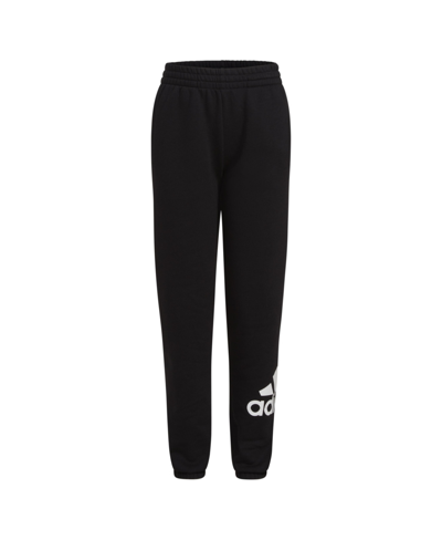 Shop Adidas Originals Big Girls Elastic Waistband Essential Sportswear Logo Fleece Jogger Pants In Black