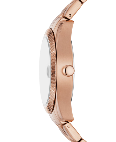 Fossil Women's Scarlette Three-hand Date Rose Gold-tone Stainless Steel Watch 32mm In Rose Gold Tone