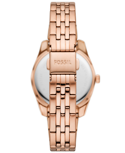 Fossil Women's Scarlette Three-hand Date Rose Gold-tone Stainless Steel Watch 32mm In Rose Gold Tone