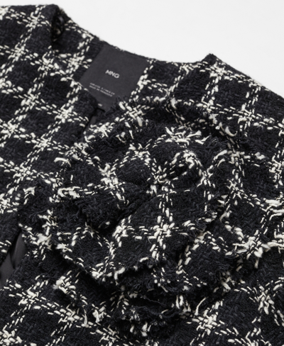 Shop Mango Women's Maxi Floral Tweed Blazer In Black