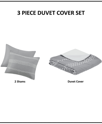 Shop Madison Park Closeout!  Drew Clipped Jacquard 3-pc. Duvet Cover Set, King/california King In Gray