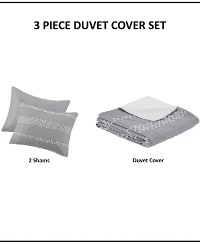 Madison Park Drew Clipped Jacquard 3-pc. Duvet Cover Set, King/california King In Gray