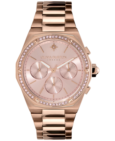 Olivia Burton Women's Hexa Multifunction Carnation Gold-tone Stainless Steel Bracelet Watch 38mm In Carnation Gold