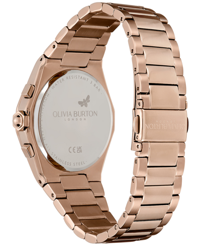 Olivia Burton Women's Hexa Multifunction Carnation Gold-tone Stainless Steel Bracelet Watch 38mm In Carnation Gold
