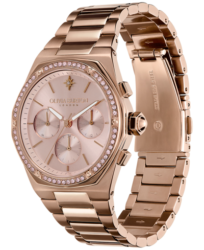 Olivia Burton Women's Hexa Multifunction Carnation Gold-tone Stainless Steel Bracelet Watch 38mm In Carnation Gold