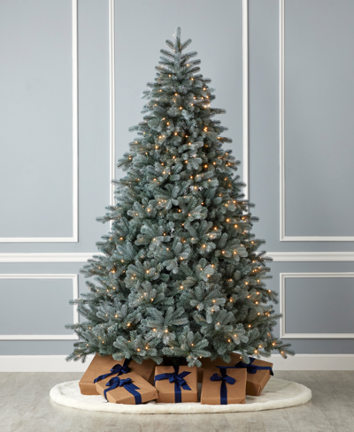 Shop Seasonal Spruce 9' Pre-lit Pe Mixed Pvc Tree With Metal Stand, 3680 Tips, 700 Warm Led, Ez-connect, Remote, S In Blue