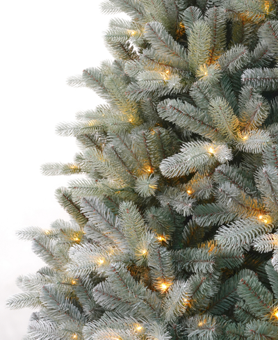 Seasonal Spruce 9' Pre-lit Pe Mixed Pvc Tree With Metal Stand, 3680 Tips, 700 Warm Led, Ez-connect, Remote, S In Blue