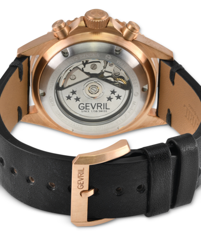 Gevril Men's Wall Street Swiss Automatic Leather Strap Watch 44mm In Navy Blue