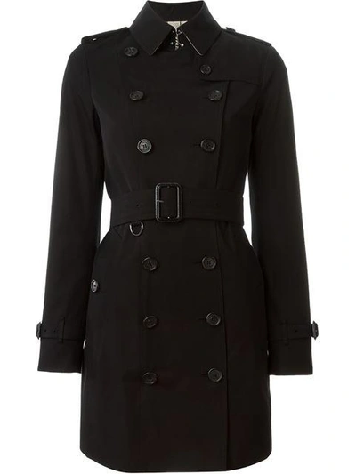 Shop Burberry The Sandringham Mid-length Trench Coat In Black