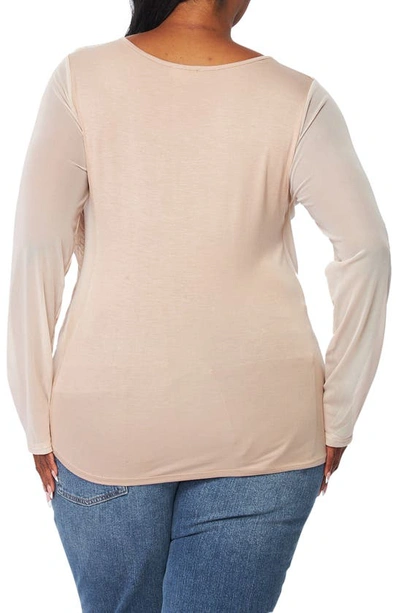 Shop Bluegrey Ruched Mesh Top In Taupe