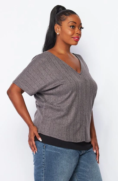 Bluegrey Double V-neck Top In Grey