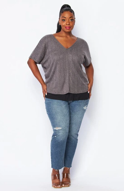 Bluegrey Double V-neck Top In Grey