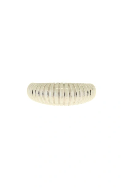 Shop Sterling Forever Ribbed Open Bombe Ring In Silver