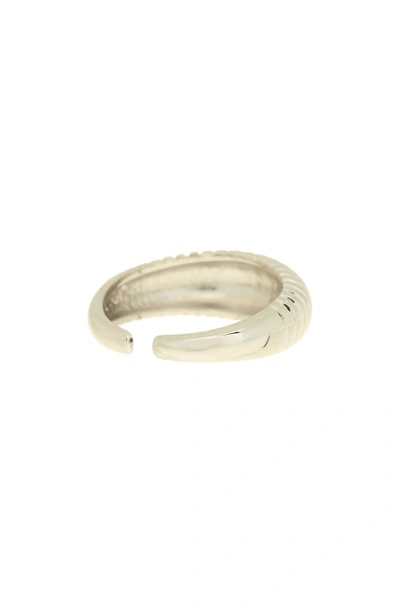 Shop Sterling Forever Ribbed Open Bombe Ring In Silver