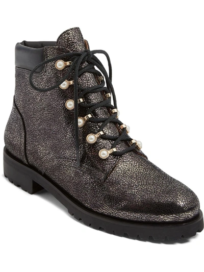 Shop Jack Rogers Peyton Pearl Bootie Womens Leather Lace Up Booties In Silver