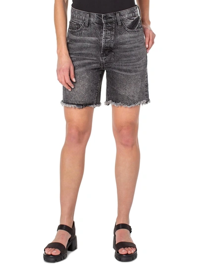 Shop Earnest Sewn Womens High Rise Midi Cutoff Shorts In Grey