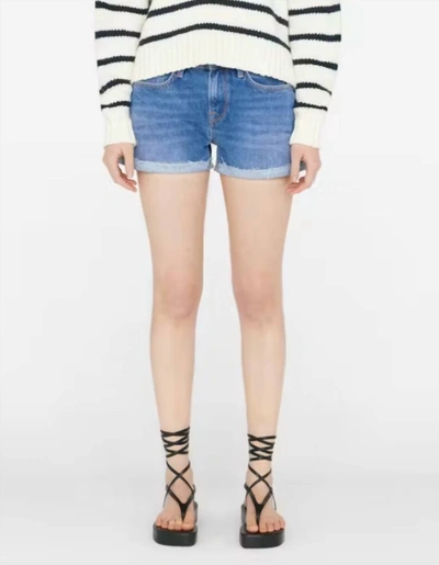 Frame Grand Garcon Cuffed Denim Shorts In Blue
