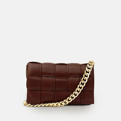Shop Apatchy London Chestnut Padded Woven Leather Crossbody Bag With Gold Chain Strap In Red