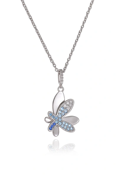 Shop Classicharms Silver Gradient Blue Pavé Diamond Butterfly Pendant Necklace