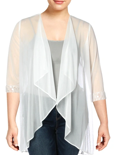 Shop R & M Richards Womens Glitter Mesh Cardigan Top In White