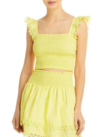 Shop Peixoto Mariel Womens Smocked Lace Trim Cover-up In Yellow