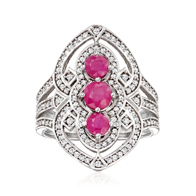 Shop Ross-simons Ruby And . Diamond Ring In Sterling Silver In Purple