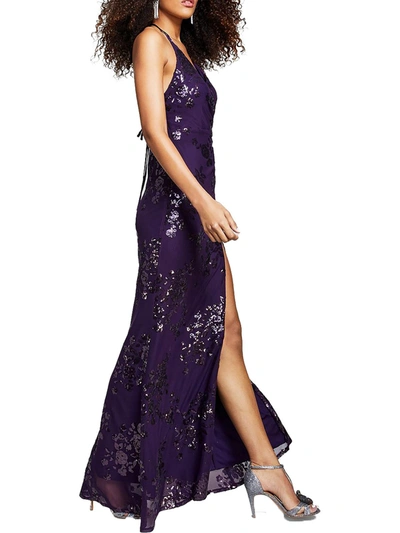 Shop Speechless Plus Womens Sequined Juniors Evening Dress In Purple