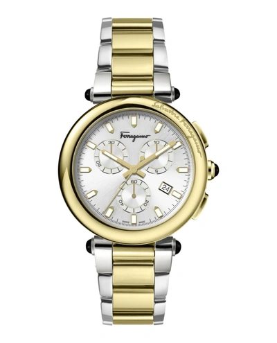 Shop Ferragamo Idillio Chrono Bracelet Watch In Gold