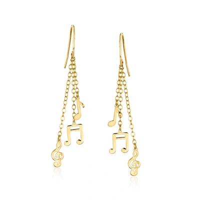 Ross-simons Italian 14kt Yellow Gold Music Note Drop Earrings In Gold