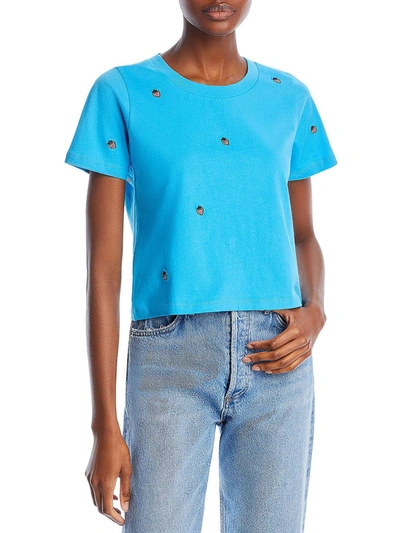 Shop Chaser Womens Crop Cotton T-shirt In Blue