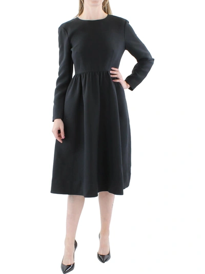 Shop Lafayette 148 Womens Three Quarter Sleeve Calf Midi Dress In Grey