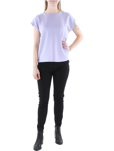 Shop Anne Klein Womens Cap Sleeve Crewneck T-shirt In Purple