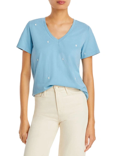 Shop Rails Womens Printed V-neck T-shirt In Blue