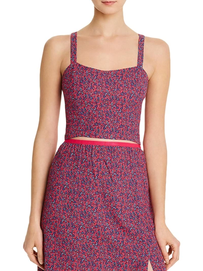 Shop French Connection Verona Womens Floral Sleeveless Crop Top In Pink