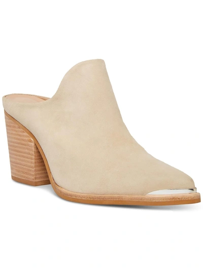 Shop Steve Madden Cando Womens Leather Slip On Mules In Beige