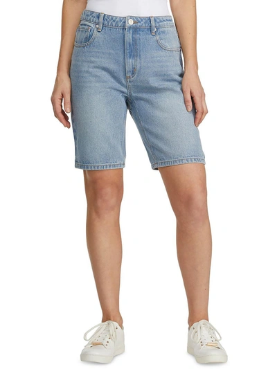 Shop Numero Womens High Rise Light Wash Bermuda Shorts In Blue