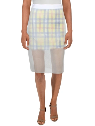 Shop English Factory Womens Mesh Plaid Pencil Skirt In White