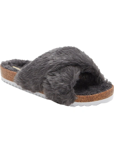 Shop Lucky Brand Marana Womens Faux Fur Cork Slide Sandals In Grey
