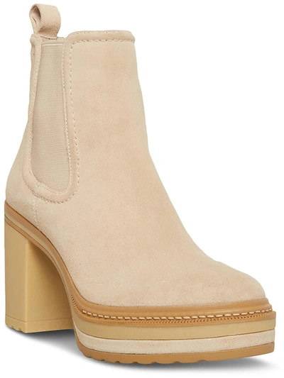 Shop Steve Madden Lexa Womens Suede Chelsea Booties In Beige