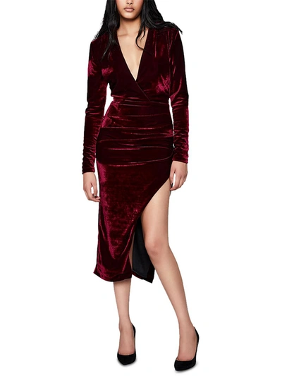 Shop Bardot Womens Velvet V-neck Midi Dress In Red