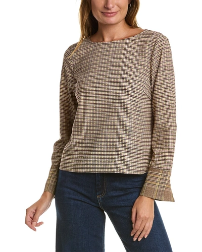 Shop Vince Camuto Boat Neck Blouse In Brown