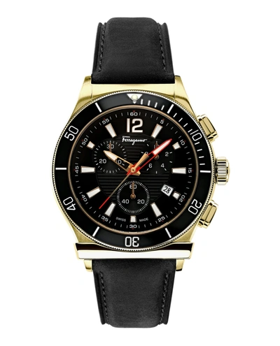Shop Ferragamo 1898 Sport Chronograph Watch In Black