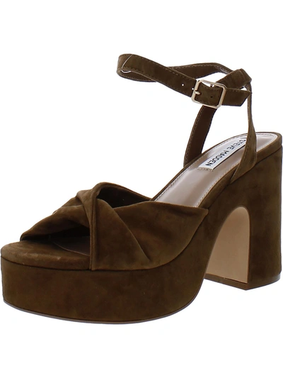 Shop Steve Madden Caelan Womens Suede Block Heel Platform Sandals In Brown